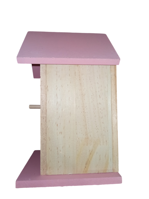 Деревяный домик для птиц с навесом 20х12.2х12.2 см с креплением для подвешивания Германия розовый Киев - изображение 5