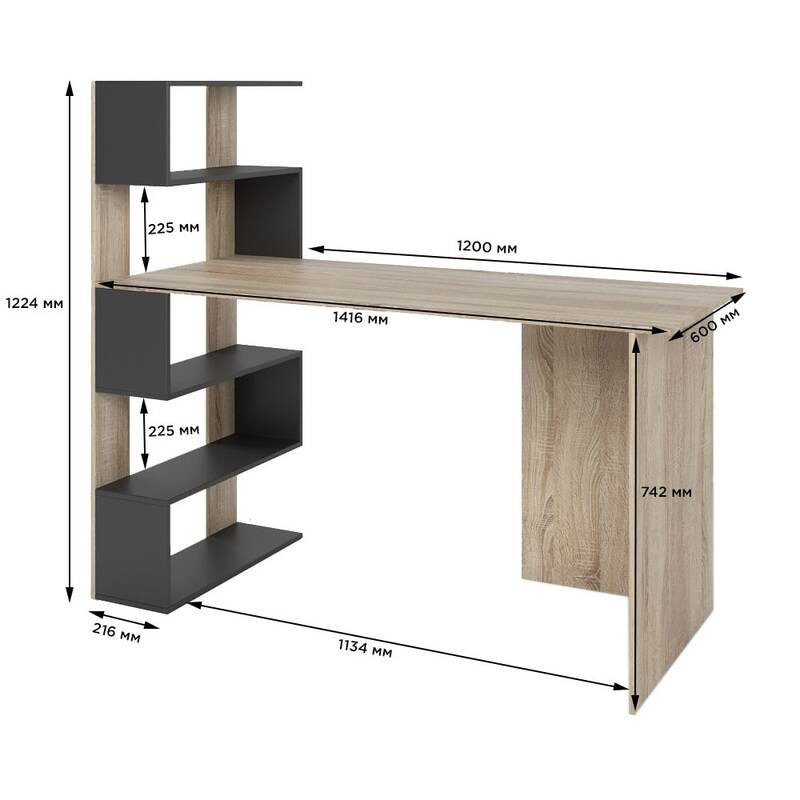 Cтол компьютерный с полками М-ЗОН Джеко 1416L левый Сонома/Нимфея Альба (белый) (MZN-031026) Львов - изображение 6