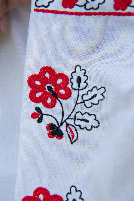 Вышиванка женская с длинным рукавом  льняная, белая  топ Киев - изображение 3