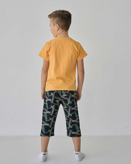 Підлітковий комплект із шортами на хлопчика Tom John — Ведмедик на серфі — Family look тато/син 89900 10-11, Жовтий Київ - фото 2