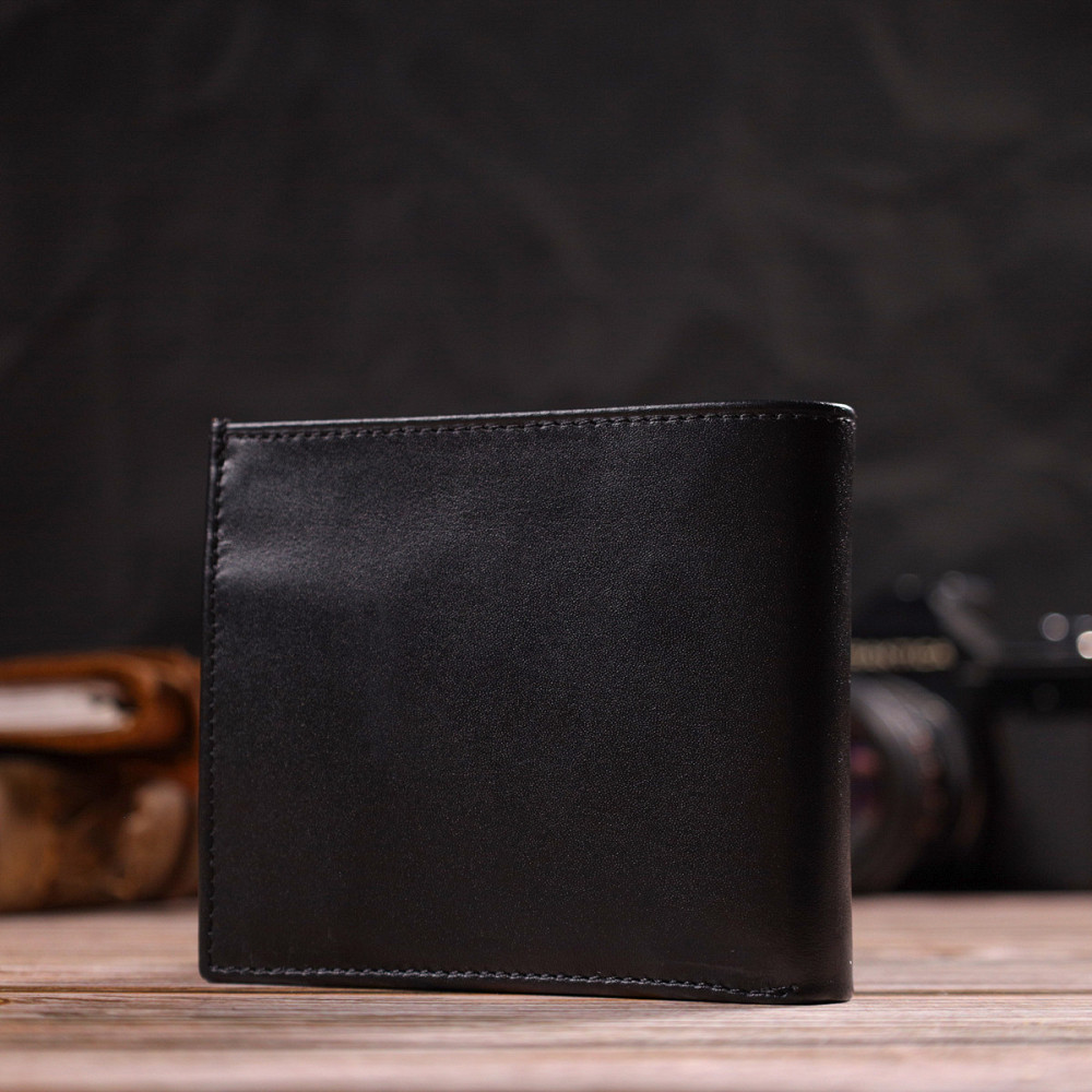 Классическое мужское портмоне из натуральной гладкой кожи CANPELLINI 21786 Черное Киев - изображение 9