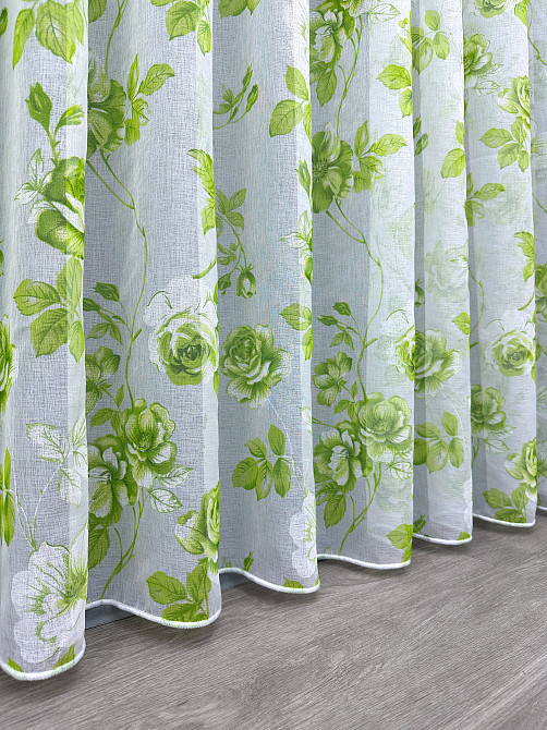 Тюль VR-Textil 1264т Flora Батист Білий з салатовим 400х270 см (42-1382) Київ - фото 16
