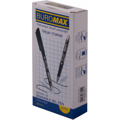 Ручка гелевая Buromax Erase Slim Пиши стирай 0.5 мм Черный корпус (BM.8300-02) Винница - изображение 2