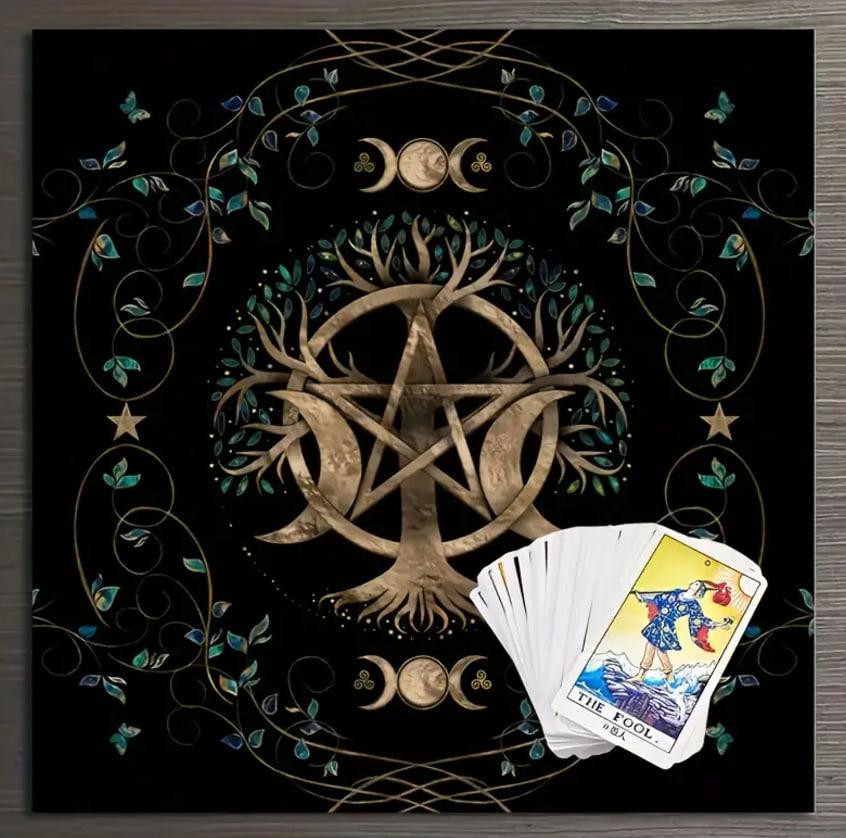 Алтарная скатерть для карт Таро и Рун. Скатерть для гадания 49*49 см. Мистическое дерево жизни Киев - изображение 2