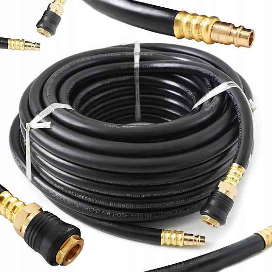 Шланг гумовий армований повітряний (PROFI) 20 атм 10x17мм, 15м з латунними швидкороз'ємними з'єднаннями AIRKRAFT AHC-16-J Чернігів