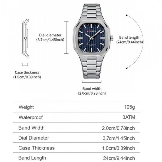 Годинник чоловічий наручний Curren Quadro (Сріблястий) Київ - фото 9