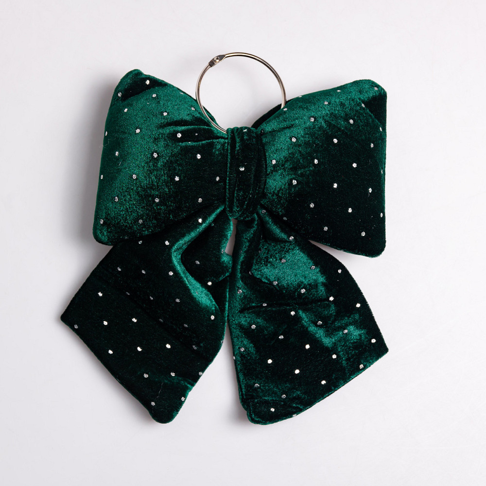 Зелений бант з стразами для декору ялинки 25×35 см Київ - фото 1