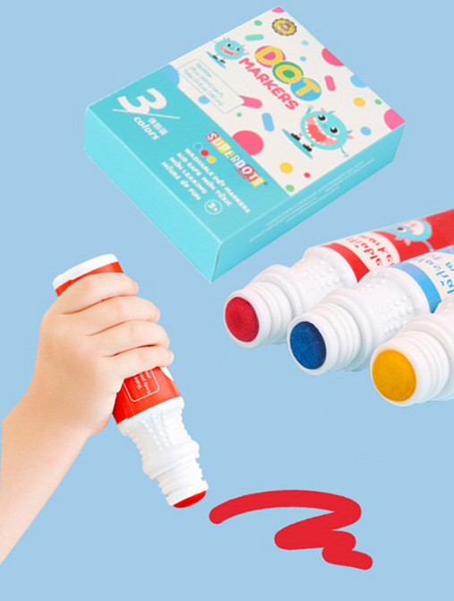 Набор пальчиковых маркеров DOT для творчества, точечные, пальчиковые краски для рисования и живописи на водной основе,3 цвета Каменец-Подольский - изображение 5