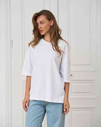 Футболка женская оверсайз круглое горло Nicoletta - Белая XL Киев