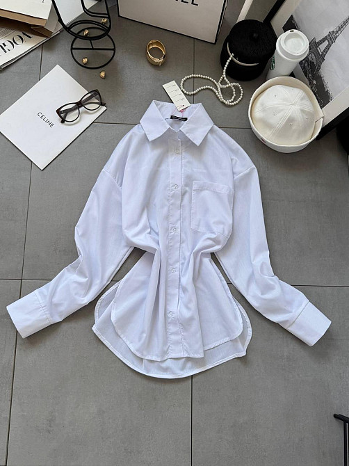 Женская базовая рубашка на пуговицах из хлопка Белый, 46/48 Одесса - изображение 2