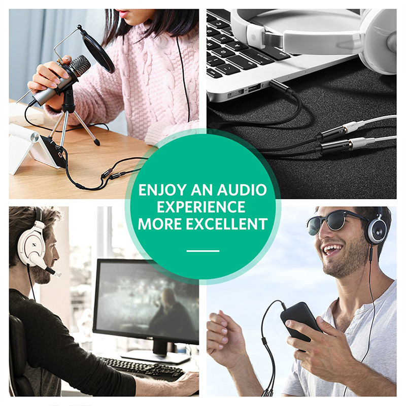 Аудіокабель UGREEN AV141 3.5mm male to 2 Female Audio Cable Aluminum Case Black Киев - изображение 7