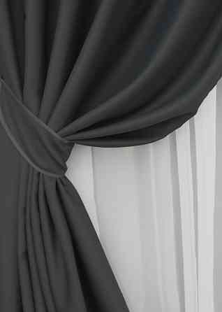 Комплект штор на люверсах VR-Textil Midnight № 1399ш 150х270 см 2 шт Графітовий (37-0139) Київ