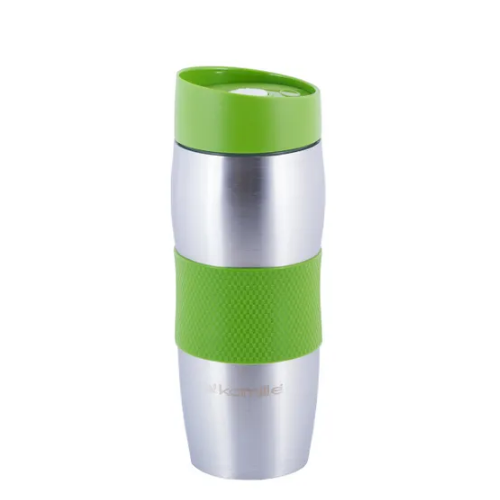 Термочашка 380мл з TPR вставкою нержавіюча сталь (салат/фіолет/блакит/черв) KAMILLE 2053R Житомир