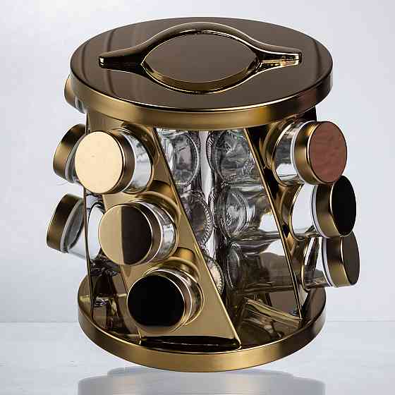 Карусель для спецій 12 баночок по 100 мл, золото HP-1369 Коломия