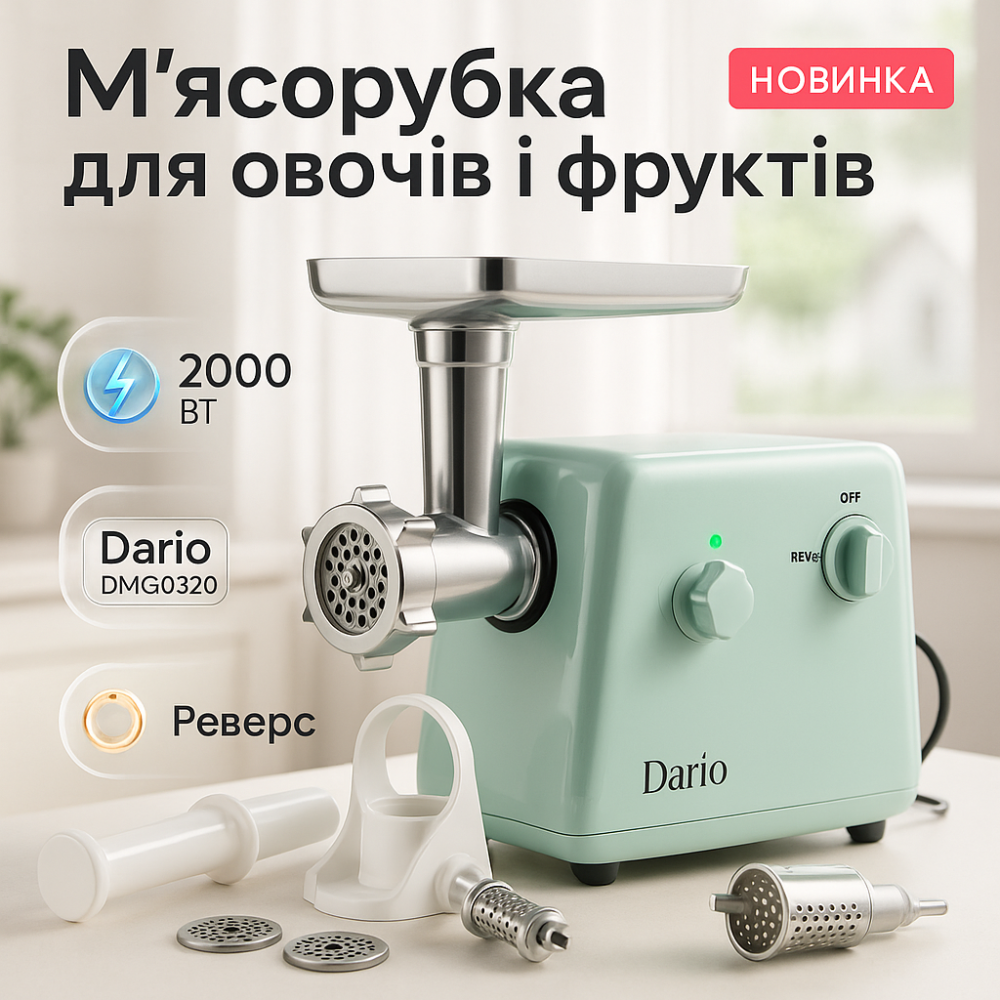 Электромясорубка с насадками для овощей Dario, Мясорубка 3 в 1, Мясорубка овощерезка соковыжималка IM-10 Львов - изображение 11