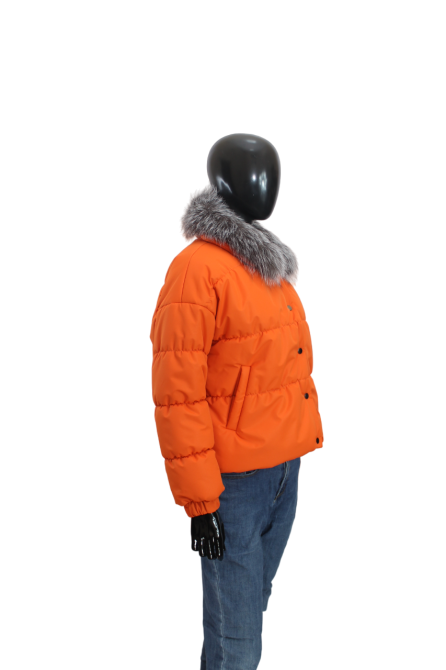 Демисезонная женская куртка з меховым воротним Оранжевый 48 Харьков - изображение 3