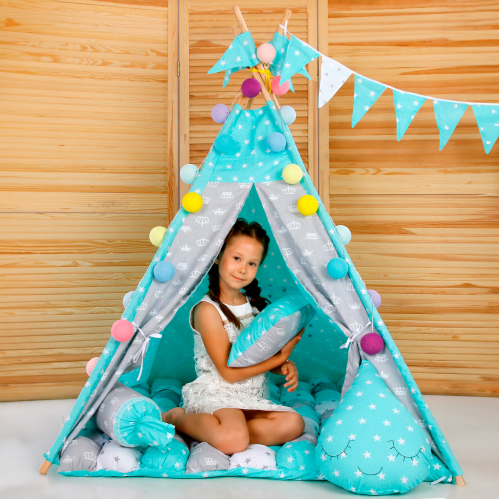 Вігвам Хатка комплект Бобон Королівський м'ята — великий 150*150 см Київ