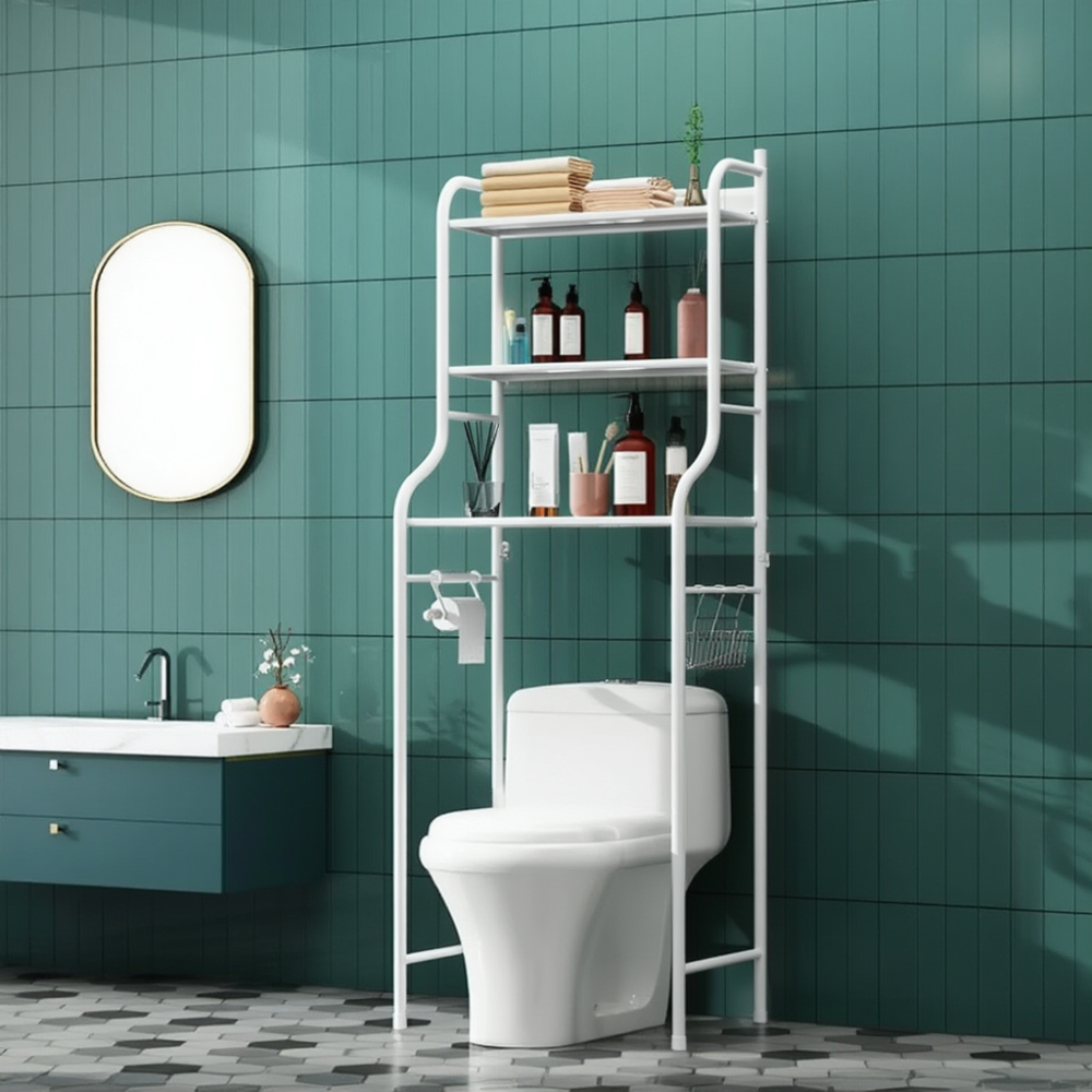 Полиця для ванної кімнати над туалетом чи біде, складна, біла полиця 47х160х25 см Кам'янець-Подільський - фото 9
