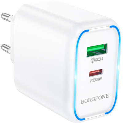 Зарядное устройство BOROFONE BA89A Destello 1xUSB-C PD30W + 1xUSB QC3.0 White (6941991119361) Винница - изображение 3