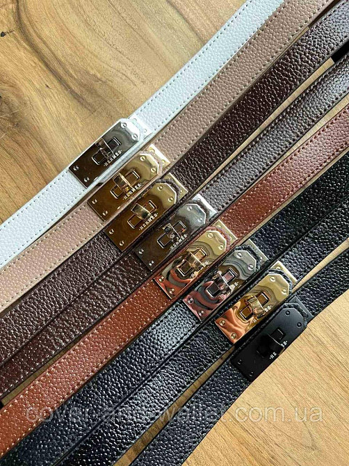 Модний жіночий ремінь чорного кольору з стильною пряжкою Kelly 20 мм Puos (шкіра) Київ - фото 9