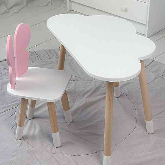 Дитячий столик "Хмара" з стільчиком "Метелик", білий з рожевим Київ