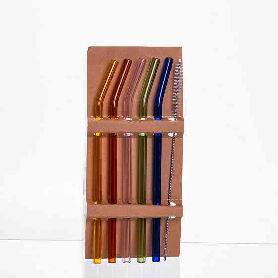 Yiwu Набір скляних трубочок із щіточкою (5+1) 64486-80 Коломыя