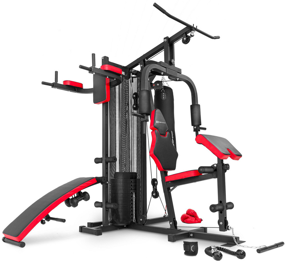 Силова багатофункціональна фітнес-станція HS-1054K з партою Скотта стек на 72 кг, боксерська груша, лавка, парта скота, бруси Київ - фото 2