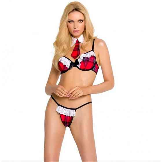 Наряд сексуальной школьницы M/L Sunspice, красно-черный, 3 предмета Sex Aura Киев