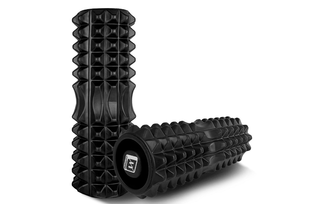 EasyFit Масажний ролик EasyFit Grid Roller 33 см v.1.2 із заглушками з обох сторін (чорний) Коломия - фото 2