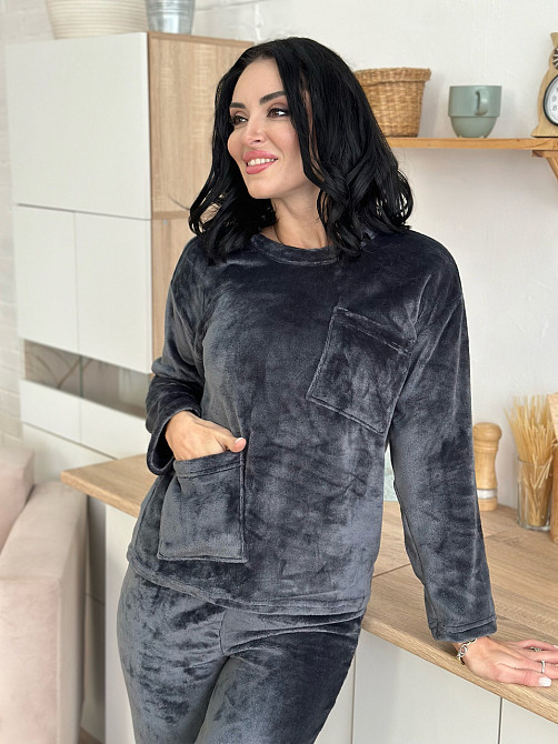 Махровый костюм с декоративными карманами Luci 42-44, Графит Киев - изображение 1