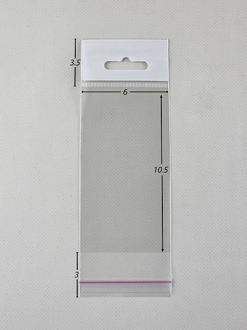 Пакети з липкою стрічкою і европодвесом 6см 10,5 см 25мк (1000 шт) Харків - фото 3