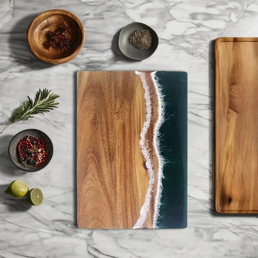 Разделочная доска для кухни бамбуковая,кухонная досточка для разделки из бамбука с узором морской волны 36 х 25 см Каменец-Подольский - изображение 1