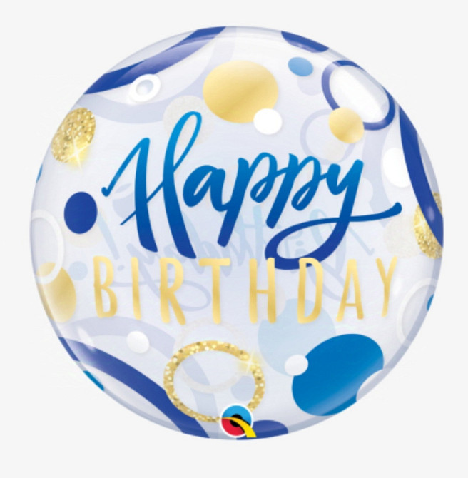 Фольгированный шар happy birthday прозрачный 18