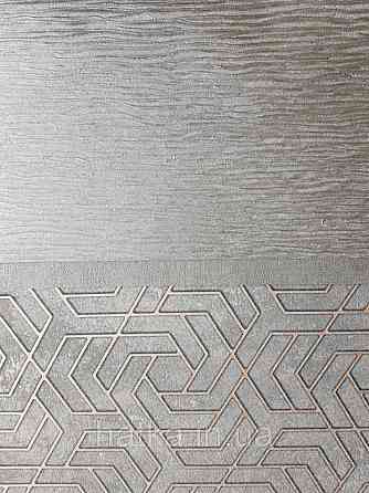 Шпалери вінілові на флізелін Marburg City glam метрові однотонні структурні хвиляста смужка чорна сіра Київ