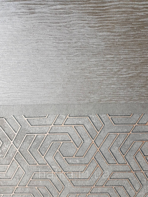 Шпалери вінілові на флізелін Marburg City glam метрові однотонні структурні хвиляста смужка чорна сіра Київ - фото 2