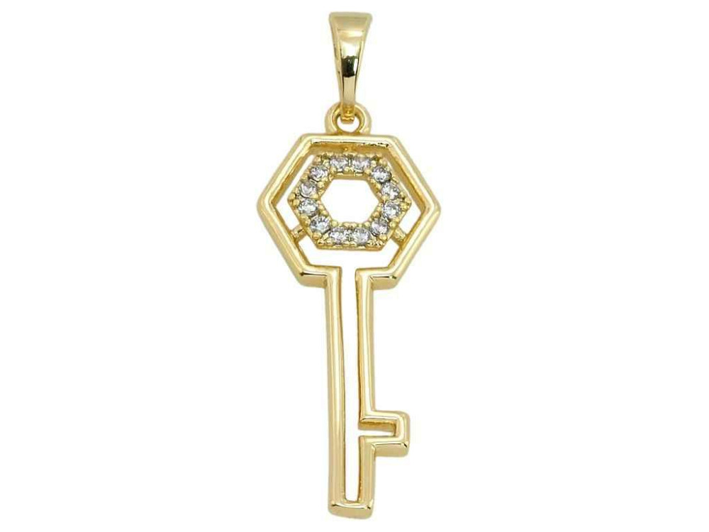 Кулон Позолота 14K Ключик з цирконієм для ланцюжка до 5мм (153119) ТМ XUPING Київ - фото 1