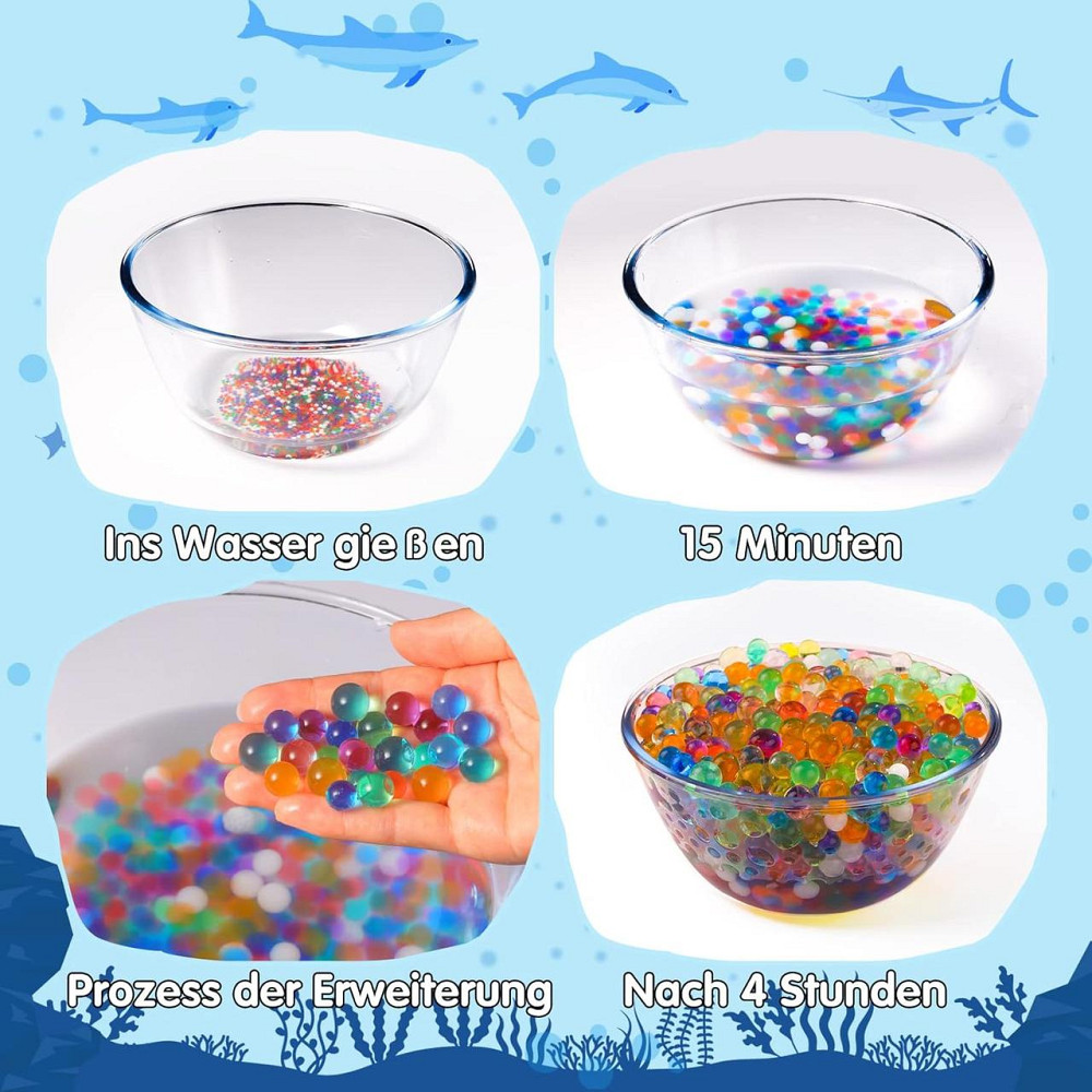 Гидрогелевые шарики Орбизы TULADUO, набор 4 в 1, 270 г, 50000 шт., 2-3.5 мм, разноцветные, с резиновыми шарик Киев - изображение 2