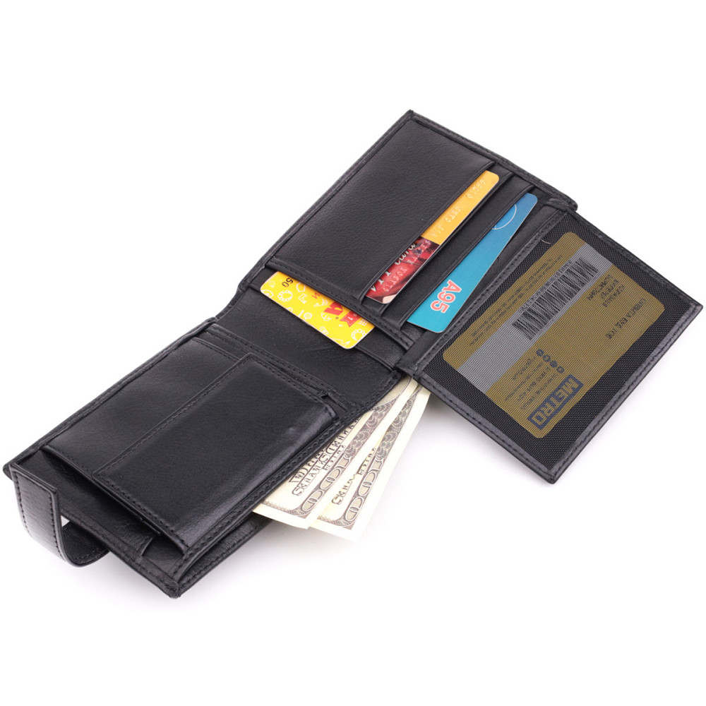 Вместительный мужской кошелек из натуральной кожи BOND 22861 Черный Киев - изображение 7