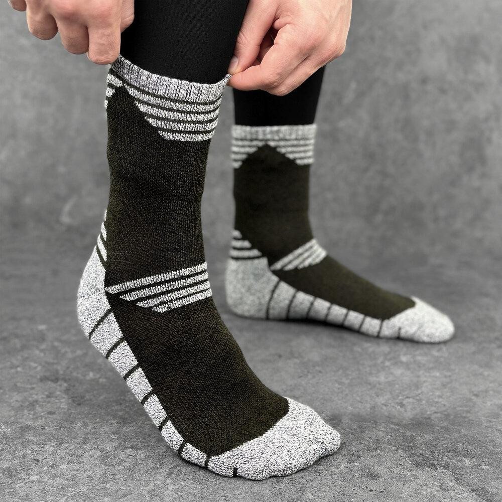 Чоловічі спортивні шкарпетки Pobedov Heat хакі з сірими вставками Київ - фото 3