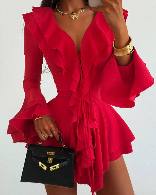 Жіноча стильна мініплаття-комбез мікродайвінг Червоний, 46/48 Одеса - фото 1