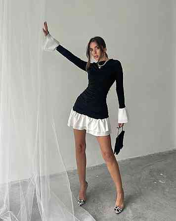 Жіноча стильна міні сукня масло + шифонові вставки Одеса