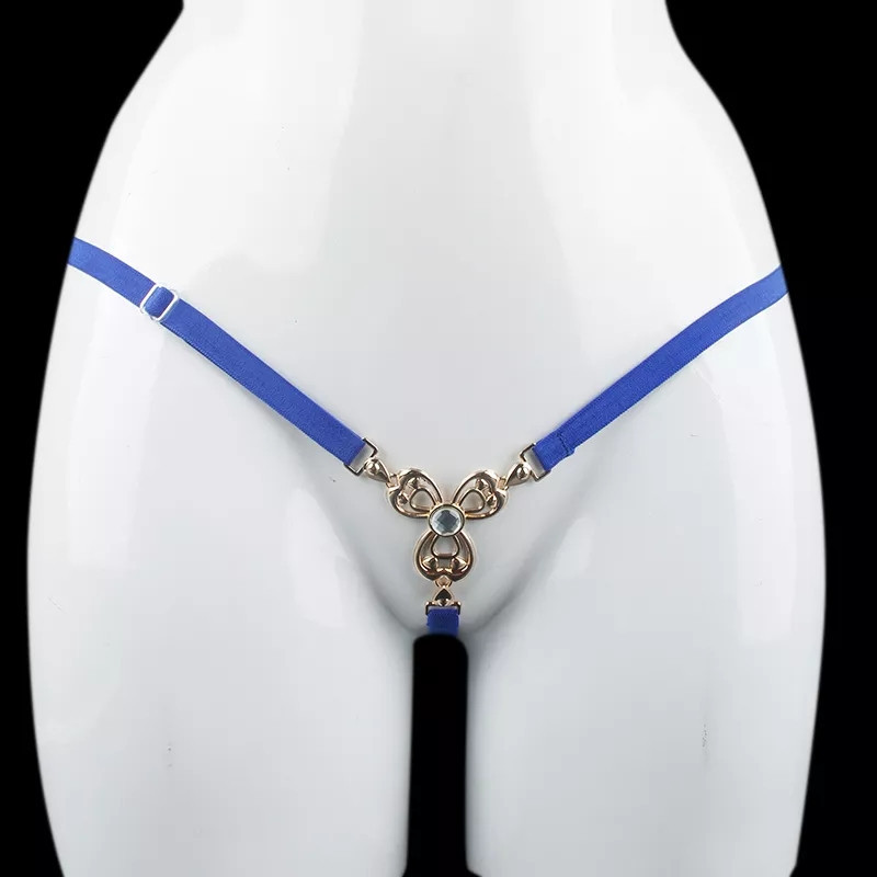 Еротичні стрінги з камінцями універсальний синій Київ - фото 2