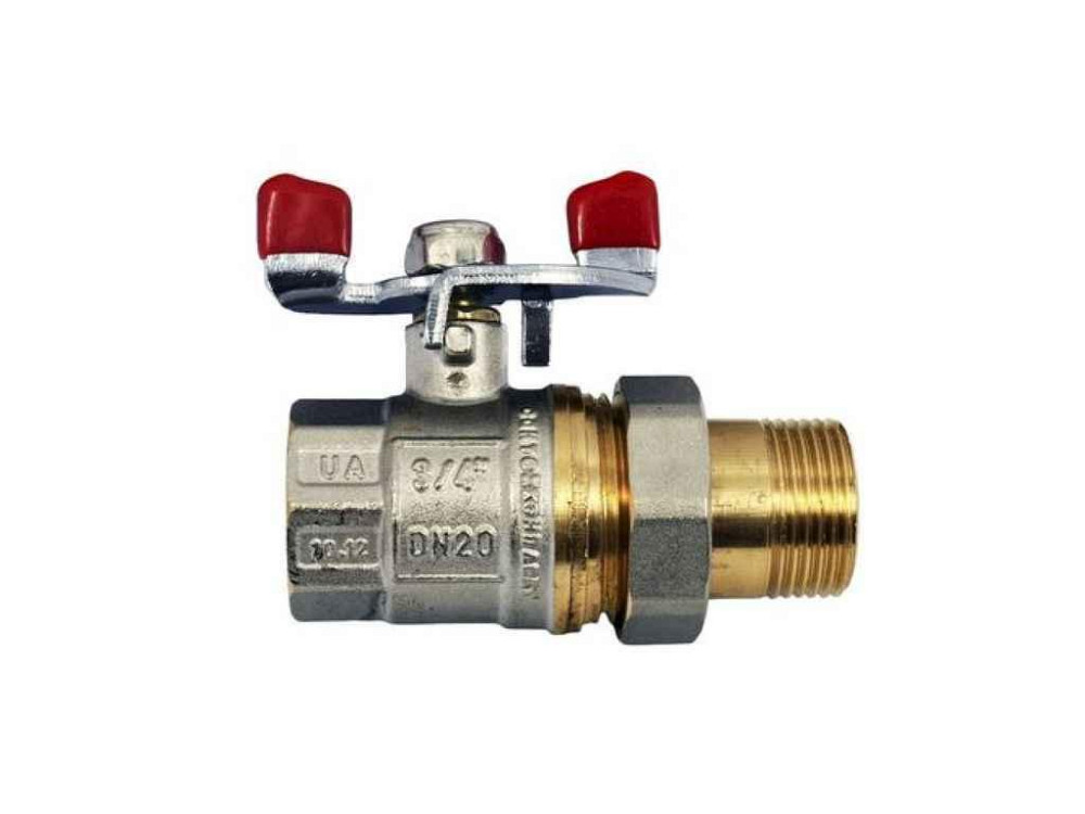 Кран з американкою 3/4 прямий, WP400-20FMW - ручка метелик червона ТМ WATERPRO Solmir Київ - фото 1