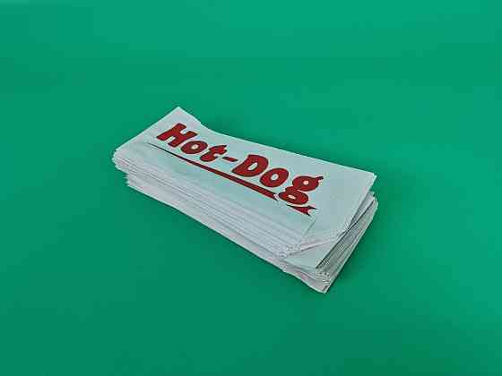 Пакет паперовий "Хот-дог" (Вудок) 8х21см білий з написом 100 штук (100 шт.) Харків