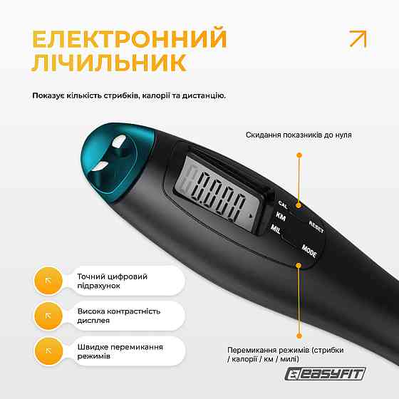 Скакалка для боксу EasyFit TwinRope 2,8 м чорний-зелений Коломия