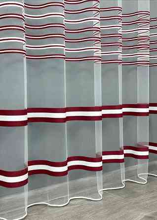 Тюль фатин полосы Цвет бордовый с белым 1772т Киев