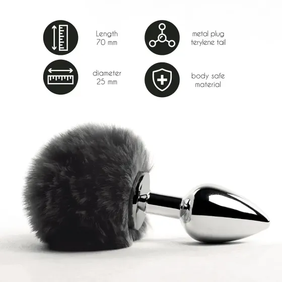 Анальна пробка FeelzToys - Bunny Tails Butt Plug Black Львів