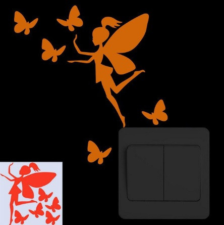 Люмінесцентна наклейка "Дівчинка з метеликами" - 10*10см (наклейка набирає світло і світиться в темряві) Київ - фото 1