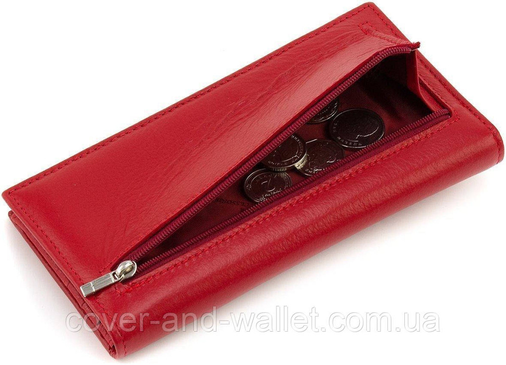 Тонкий женский кошелек купюрник красного цвета из натуральной кожи ST 152 A Red Киев - изображение 3