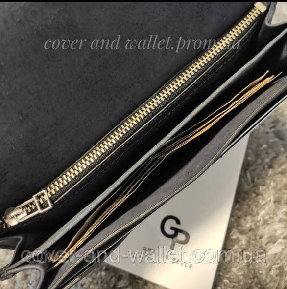 Стильный кожаный кошелек купюрник в ретро стиле черного цвета Grande Pellе Festa 513110 Киев - изображение 4